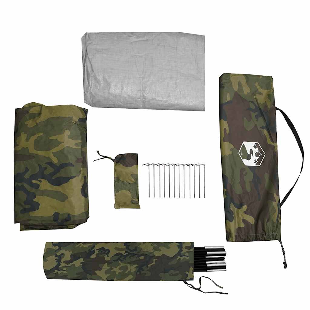 vidaXL Fishing Tent 3-Person Camouflage Waterproof - Multicolour - 312 x 216 x 114 cm