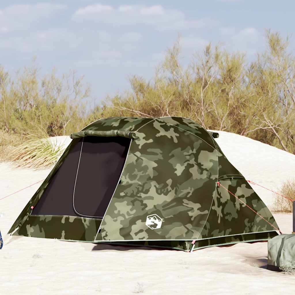 vidaXL Fishing Tent 3-Person Camouflage Waterproof - Multicolour - 312 x 216 x 114 cm