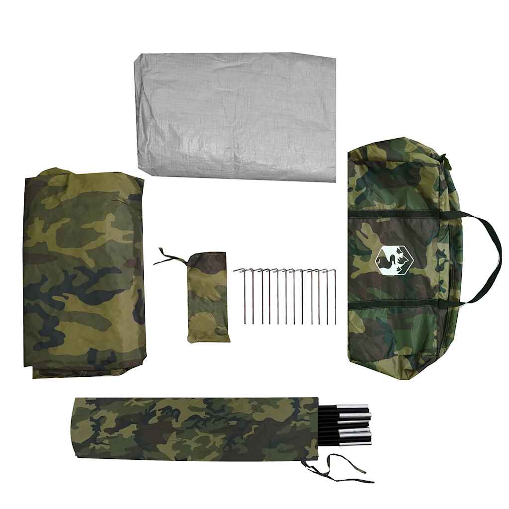 vidaXL Fishing Tent 5-Person Camouflage Waterproof - Multicolour - 490 x 330 x 185 cm