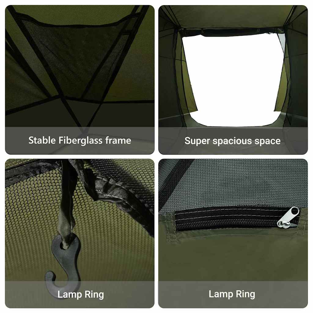 vidaXL Fishing Tent with Roof Olive Green 514 x 465 x 187 cm