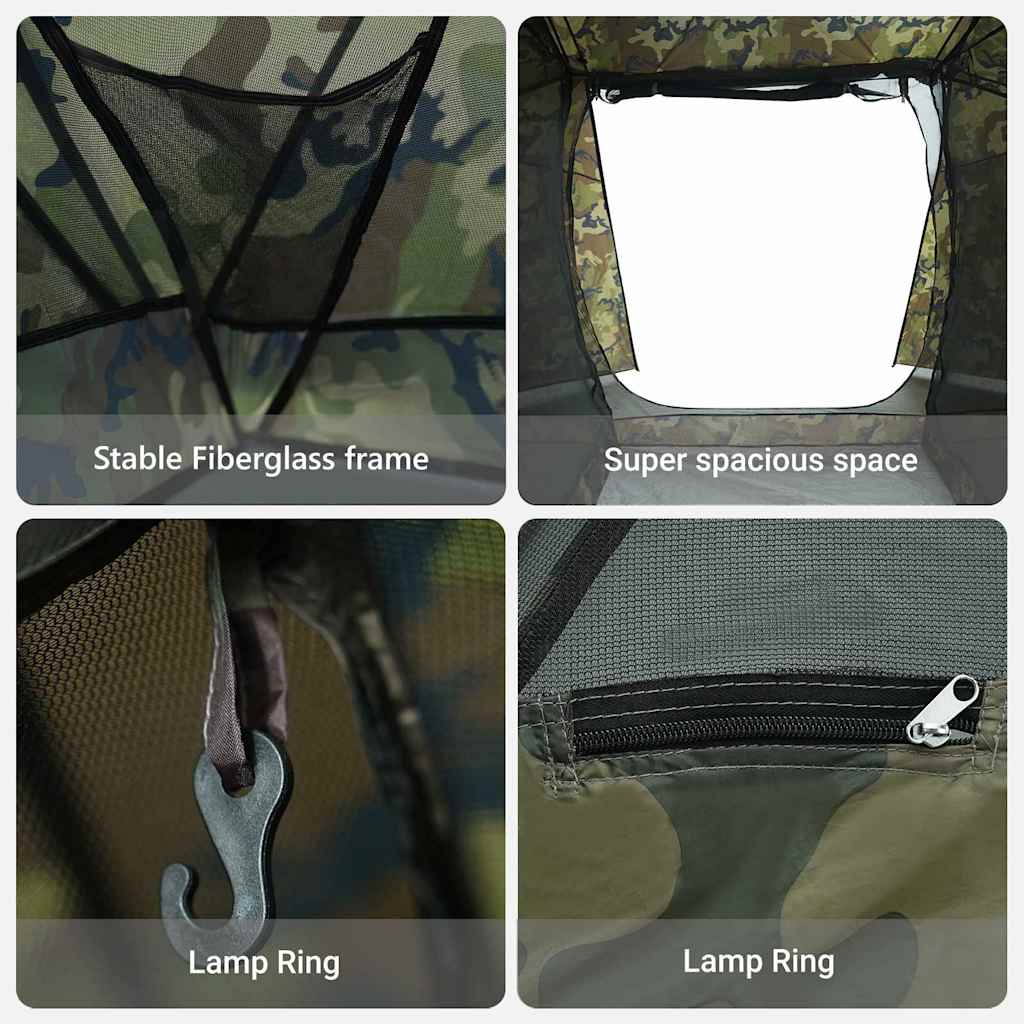 vidaXL Fishing Tent with Roof Camouflage 514 x 465 x 187 cm - Multicolour
