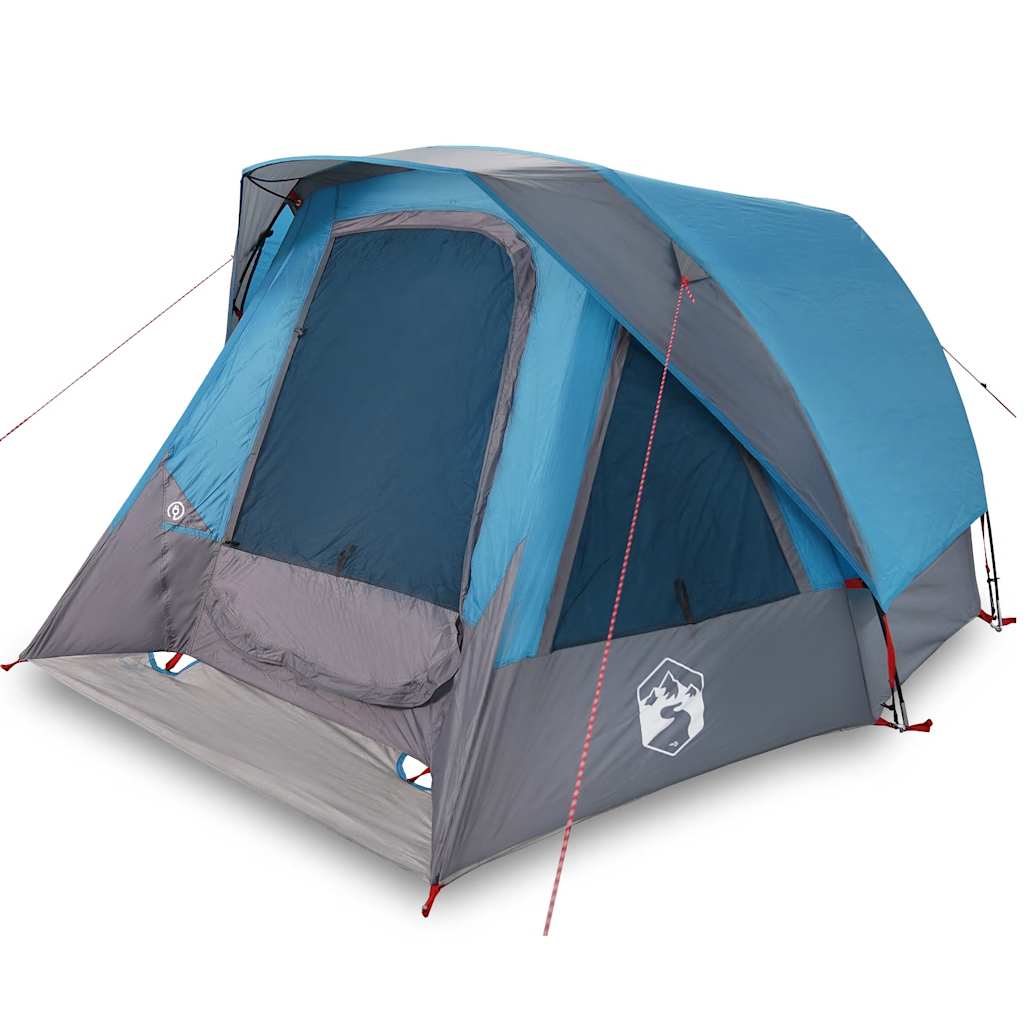 vidaXL Camping Tent Cabin 4-Person Blue Waterproof - 298 x 158 x 132 cm