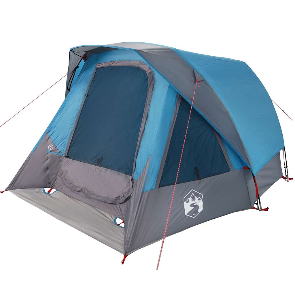 vidaXL Camping Tent Cabin 4-Person Blue Waterproof - 298 x 158 x 132 cm