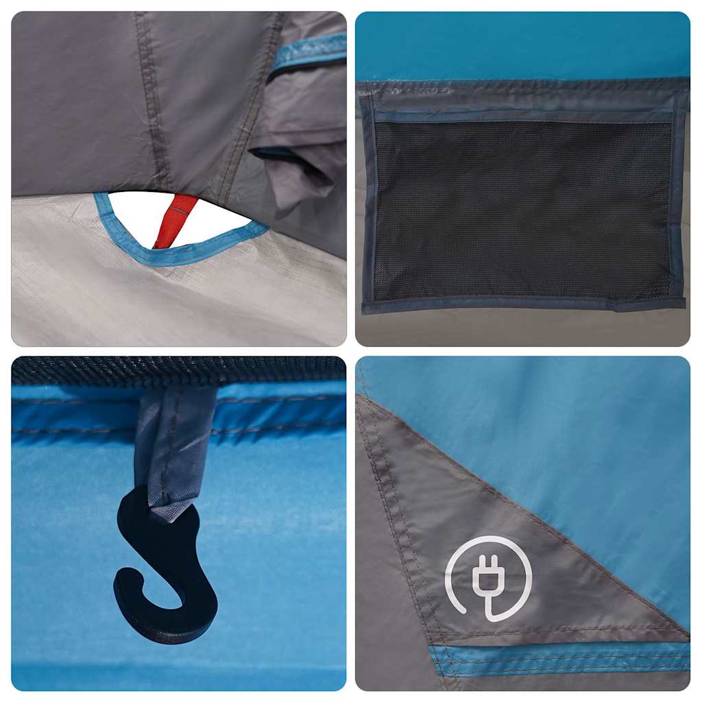 vidaXL Camping Tent Cabin 4-Person Blue Waterproof - 298 x 158 x 132 cm