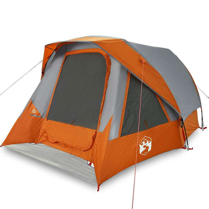 vidaXL Camping Tent Cabin 4-Person Grey and Orange Waterproof - 298 x 158 x 132 cm