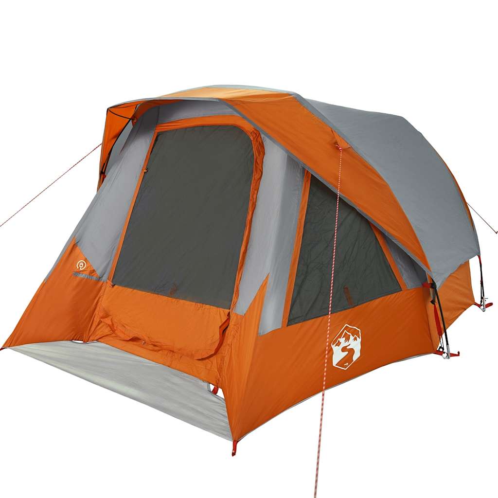 vidaXL Camping Tent Cabin 4-Person Grey and Orange Waterproof - 298 x 158 x 132 cm