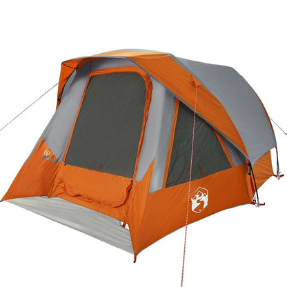 vidaXL Camping Tent Cabin 4-Person Grey and Orange Waterproof - 298 x 158 x 132 cm