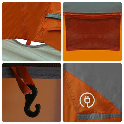 vidaXL Camping Tent Cabin 4-Person Grey and Orange Waterproof - 298 x 158 x 132 cm