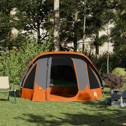 vidaXL Camping Tent Cabin 4-Person Grey and Orange Waterproof - 298 x 158 x 132 cm