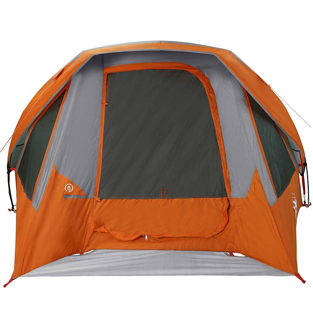 vidaXL Camping Tent Cabin 4-Person Grey and Orange Waterproof - 298 x 158 x 132 cm