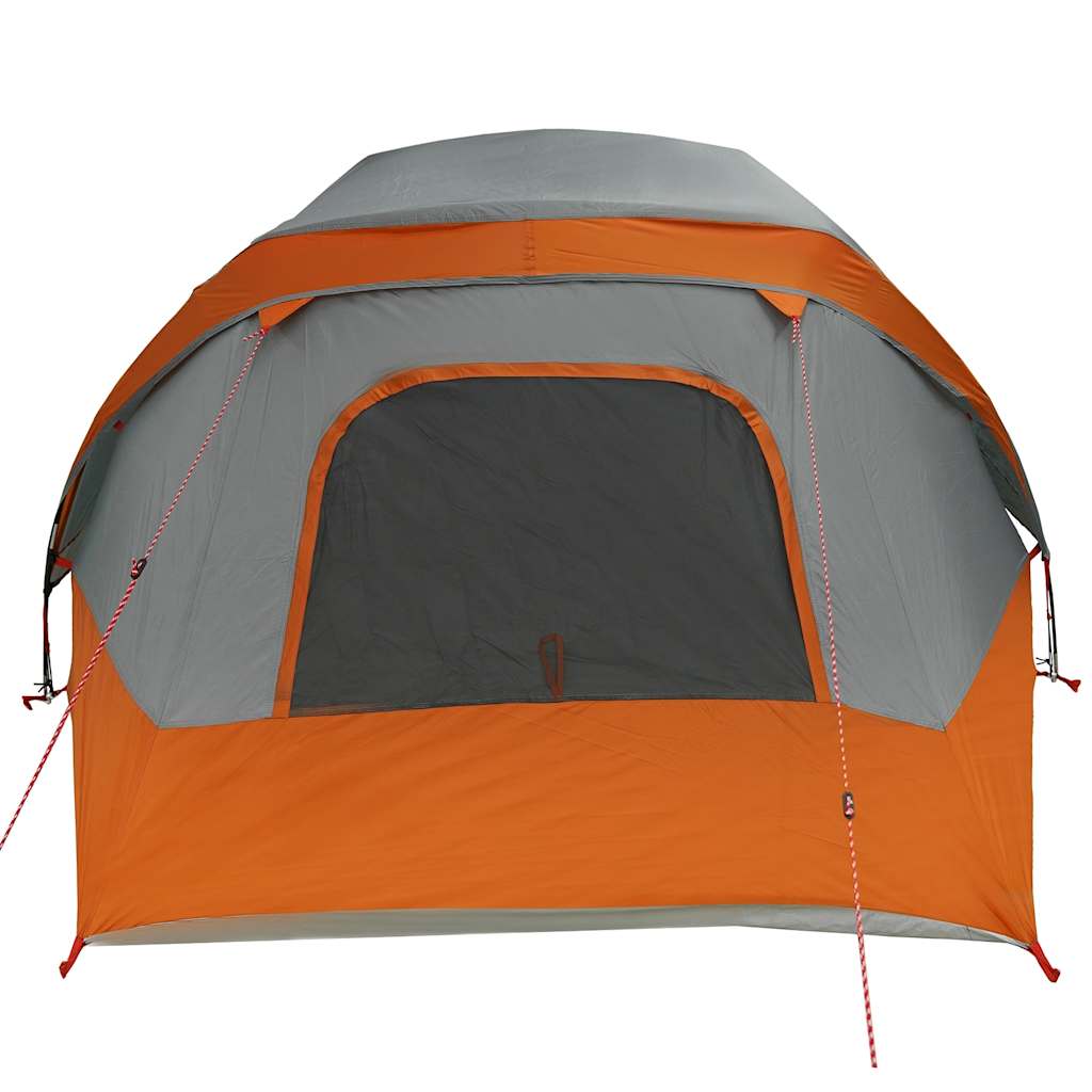 vidaXL Camping Tent Cabin 4-Person Grey and Orange Waterproof - 298 x 158 x 132 cm