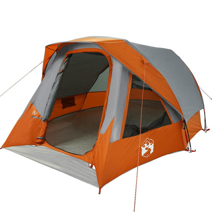 vidaXL Camping Tent Cabin 4-Person Grey and Orange Waterproof - 298 x 158 x 132 cm