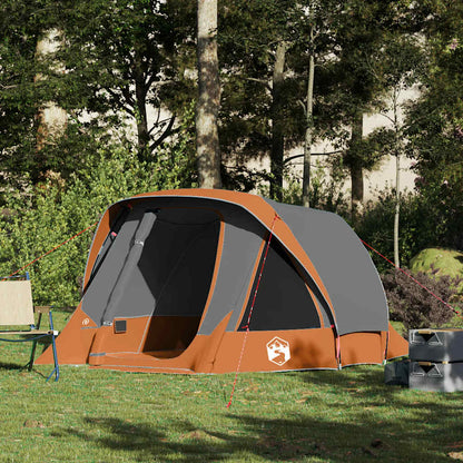 vidaXL Camping Tent Cabin 4-Person Grey and Orange Waterproof - 298 x 158 x 132 cm