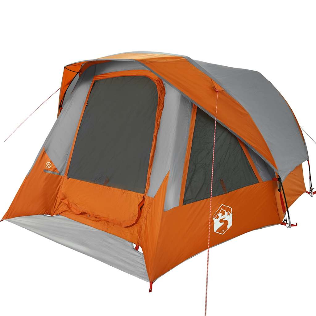 vidaXL Family Tent Cabin 6-Person Grey and Orange Waterproof - 360 x 298 x 182 cm