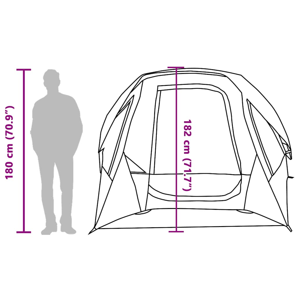 vidaXL Family Tent Cabin 6-Person Grey and Orange Waterproof - 360 x 298 x 182 cm