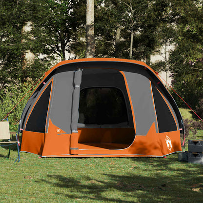 vidaXL Family Tent Cabin 6-Person Grey and Orange Waterproof - 360 x 298 x 182 cm