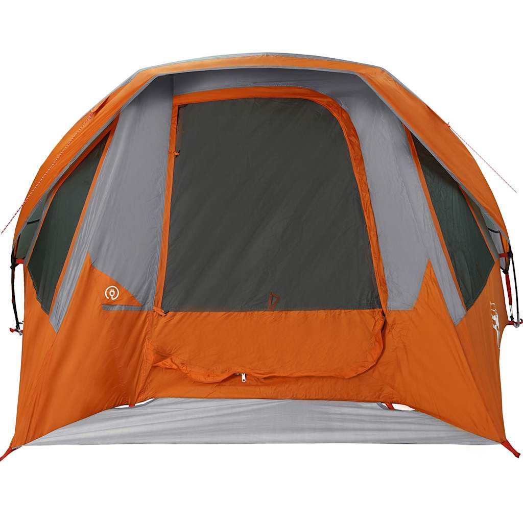 vidaXL Family Tent Cabin 6-Person Grey and Orange Waterproof - 360 x 298 x 182 cm