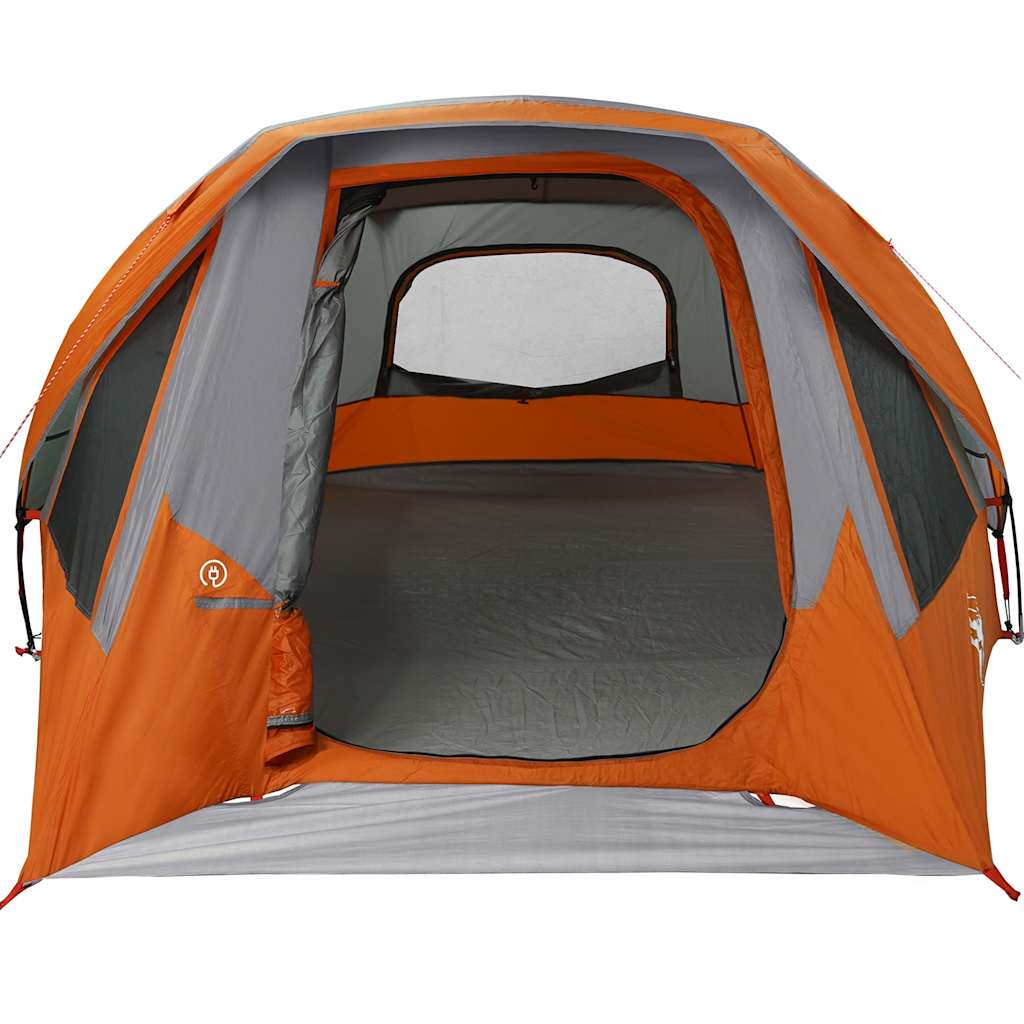vidaXL Family Tent Cabin 6-Person Grey and Orange Waterproof - 360 x 298 x 182 cm
