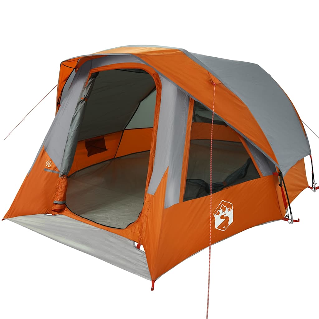 vidaXL Family Tent Cabin 6-Person Grey and Orange Waterproof - 360 x 298 x 182 cm