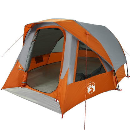 vidaXL Family Tent Cabin 6-Person Grey and Orange Waterproof - 360 x 298 x 182 cm