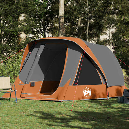vidaXL Family Tent Cabin 6-Person Grey and Orange Waterproof - 360 x 298 x 182 cm