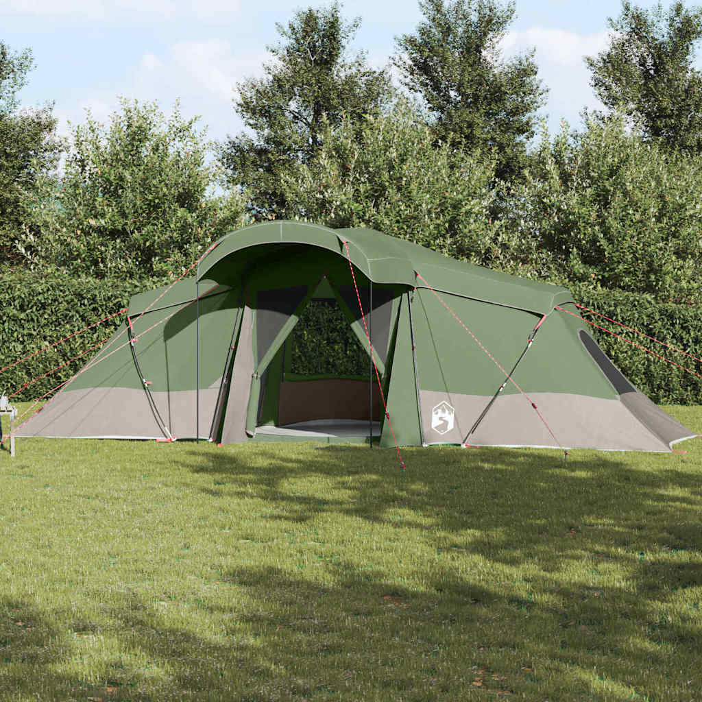 vidaXL Family Tent 6-Person Green and Grey Polyester and Fiberglass - 721 x 335 x 212 cm