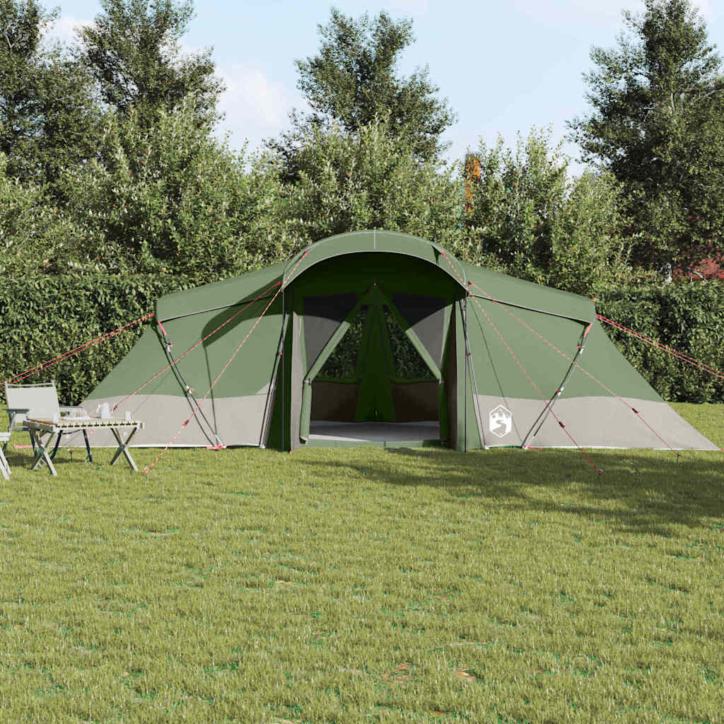 vidaXL Family Tent 6-Person Green and Grey Polyester and Fiberglass - 721 x 335 x 212 cm