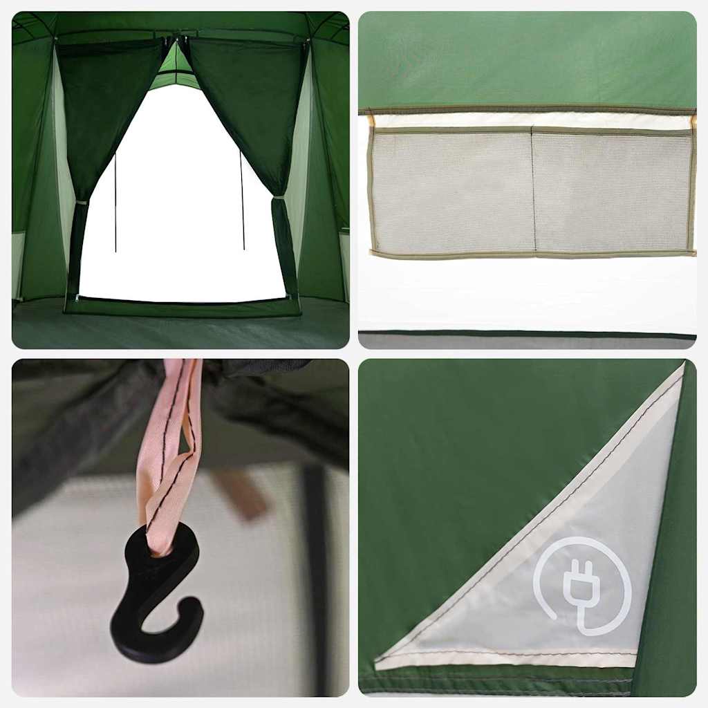 vidaXL Family Tent 6-Person Green and Grey Polyester and Fiberglass - 721 x 335 x 212 cm