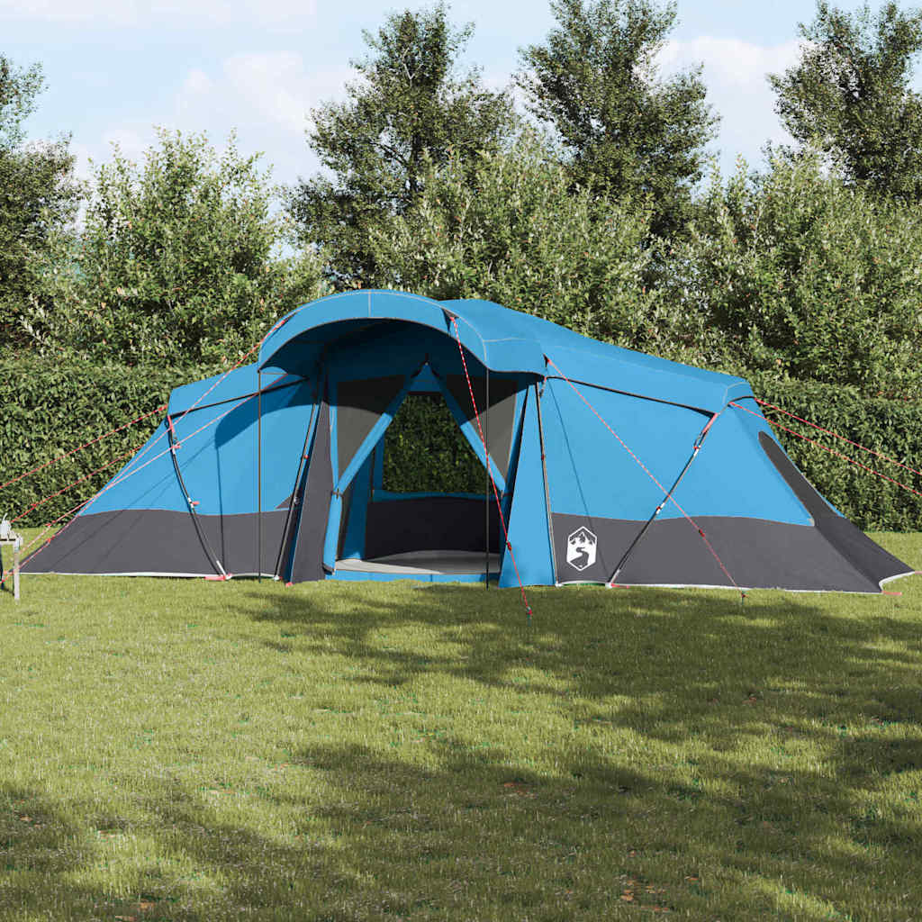 vidaXL Family Tent 6-Person Blue and Grey Polyester and Fiberglass - 721 x 335 x 212 cm
