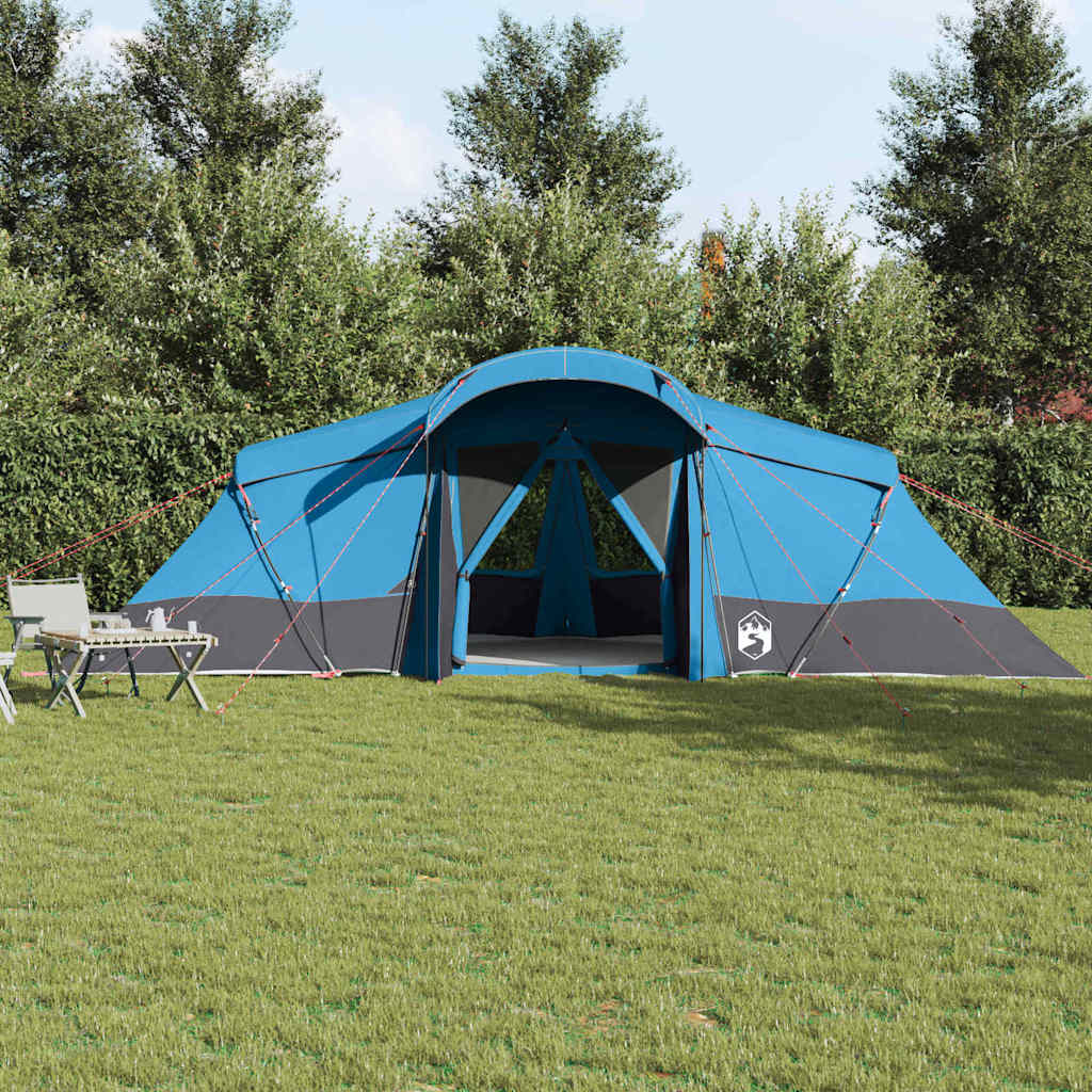 vidaXL Family Tent 6-Person Blue and Grey Polyester and Fiberglass - 721 x 335 x 212 cm