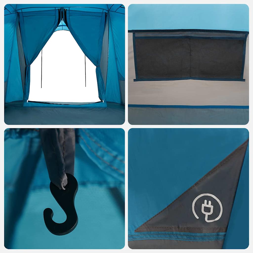vidaXL Family Tent 6-Person Blue and Grey Polyester and Fiberglass - 721 x 335 x 212 cm