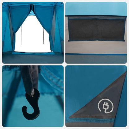 vidaXL Family Tent 6-Person Blue and Grey Polyester and Fiberglass - 721 x 335 x 212 cm