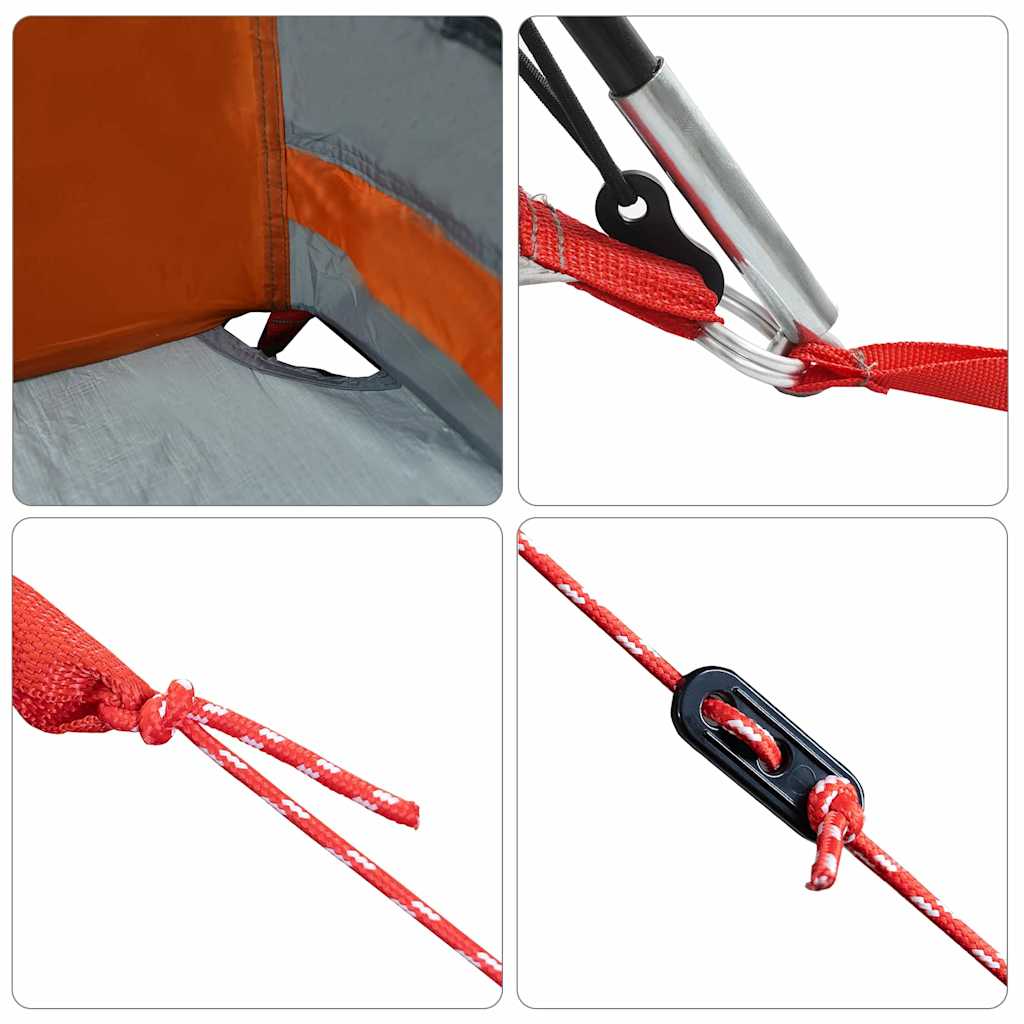 vidaXL Family Tent 6-Person Grey and Orange Polyester and Fiberglass - 721 x 335 x 212 cm