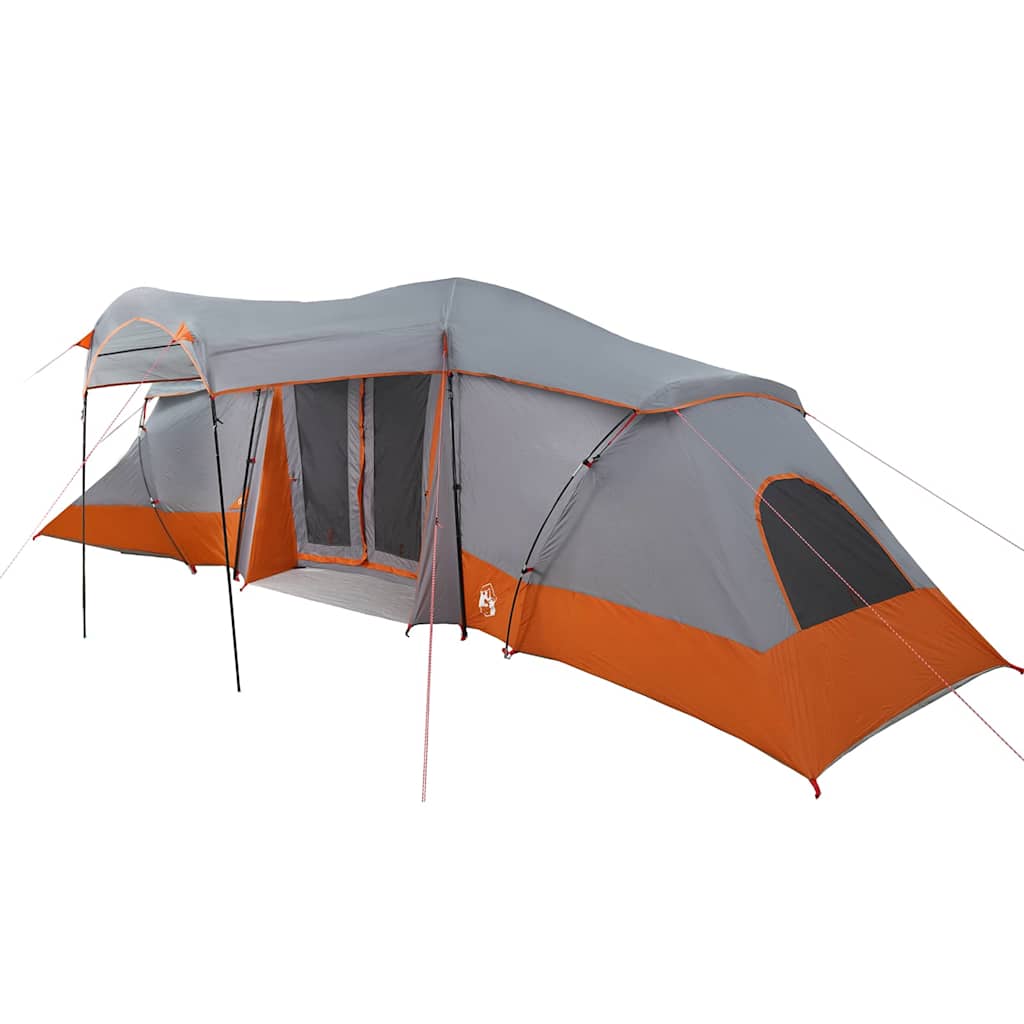vidaXL Family Tent 6-Person Grey and Orange Polyester and Fiberglass - 721 x 335 x 212 cm