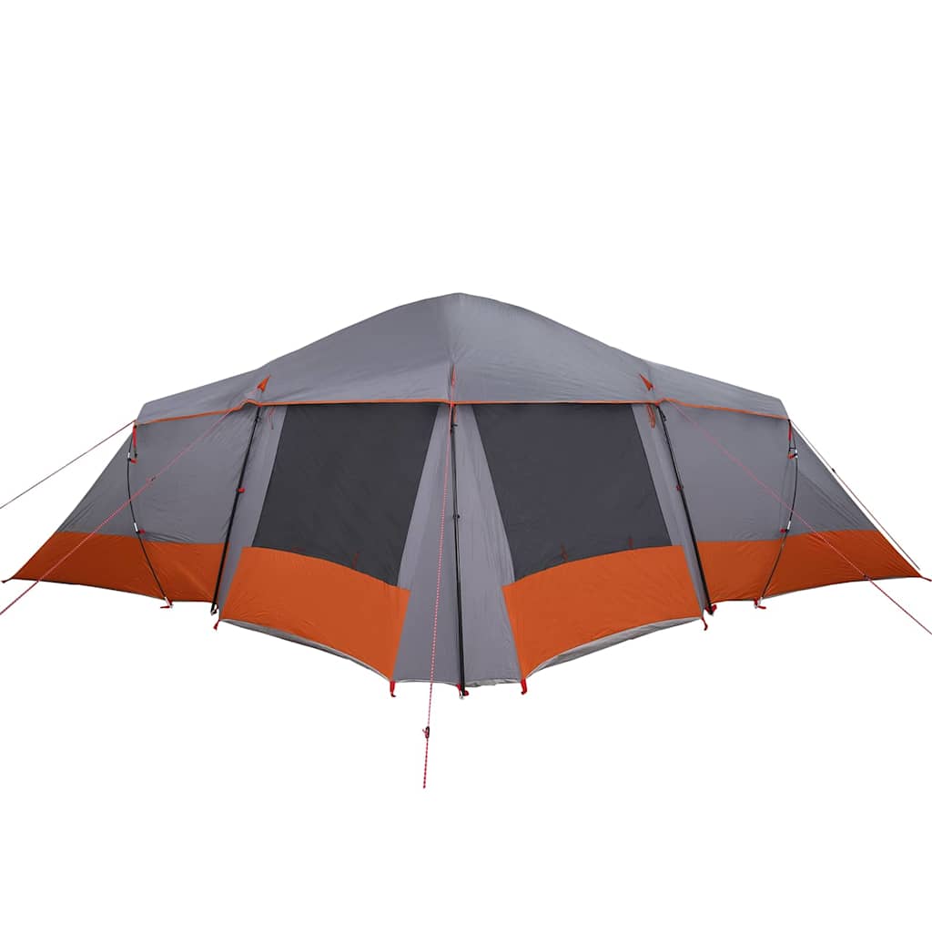 vidaXL Family Tent 6-Person Grey and Orange Polyester and Fiberglass - 721 x 335 x 212 cm