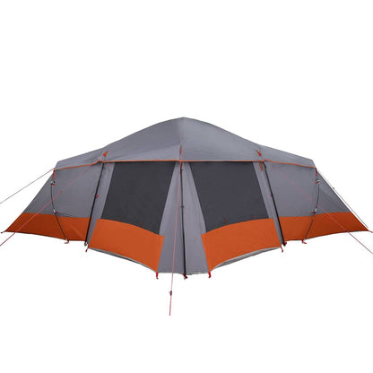 vidaXL Family Tent 6-Person Grey and Orange Polyester and Fiberglass - 721 x 335 x 212 cm
