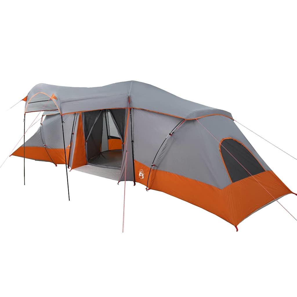 vidaXL Family Tent 6-Person Grey and Orange Polyester and Fiberglass - 721 x 335 x 212 cm