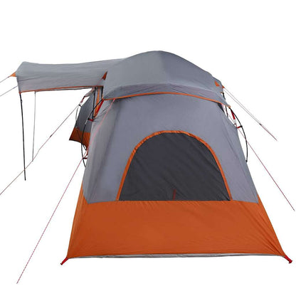 vidaXL Family Tent 6-Person Grey and Orange Polyester and Fiberglass - 721 x 335 x 212 cm