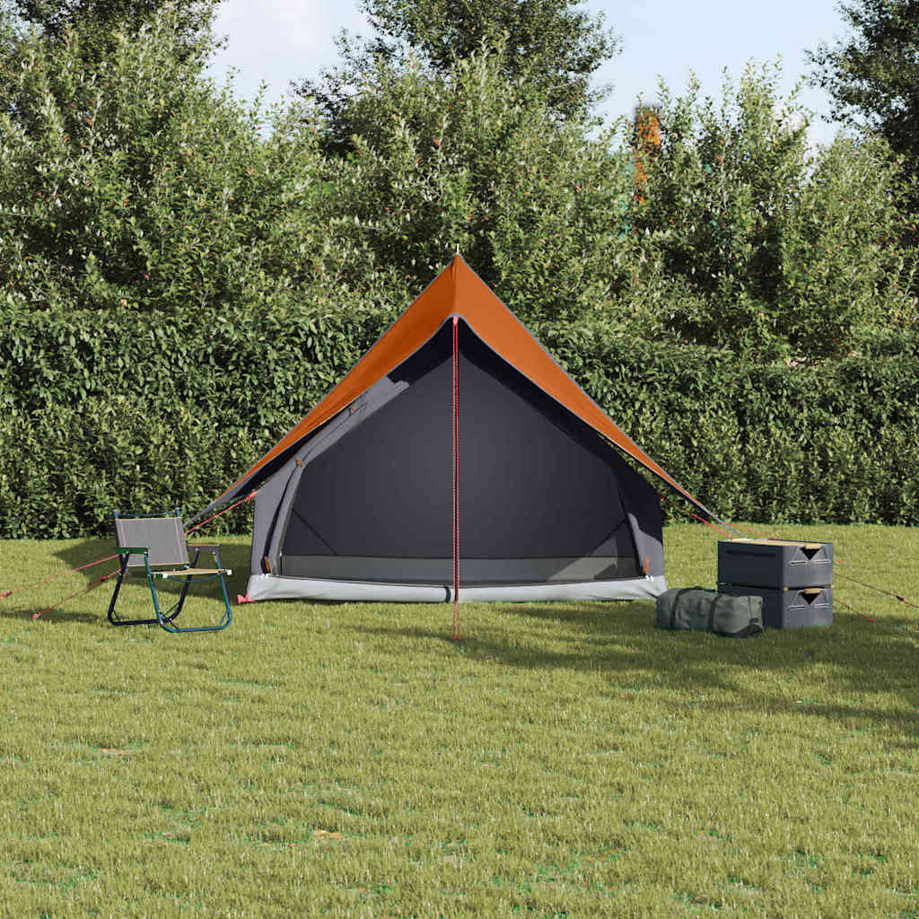 vidaXL Family Tent with Roof Grey and Orange 220 x 220 x 184 cm
