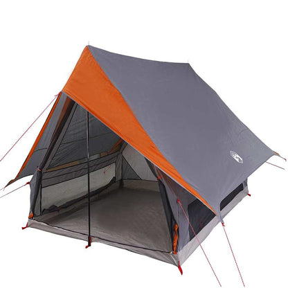 vidaXL Family Tent with Roof Grey and Orange 220 x 220 x 184 cm