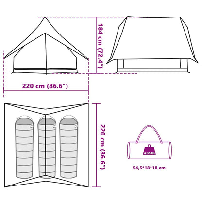 vidaXL Family Tent with Roof Grey and Orange 220 x 220 x 184 cm