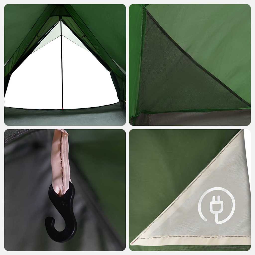 vidaXL Family Tent with Roof Green and White 256 x 256 x 185 cm