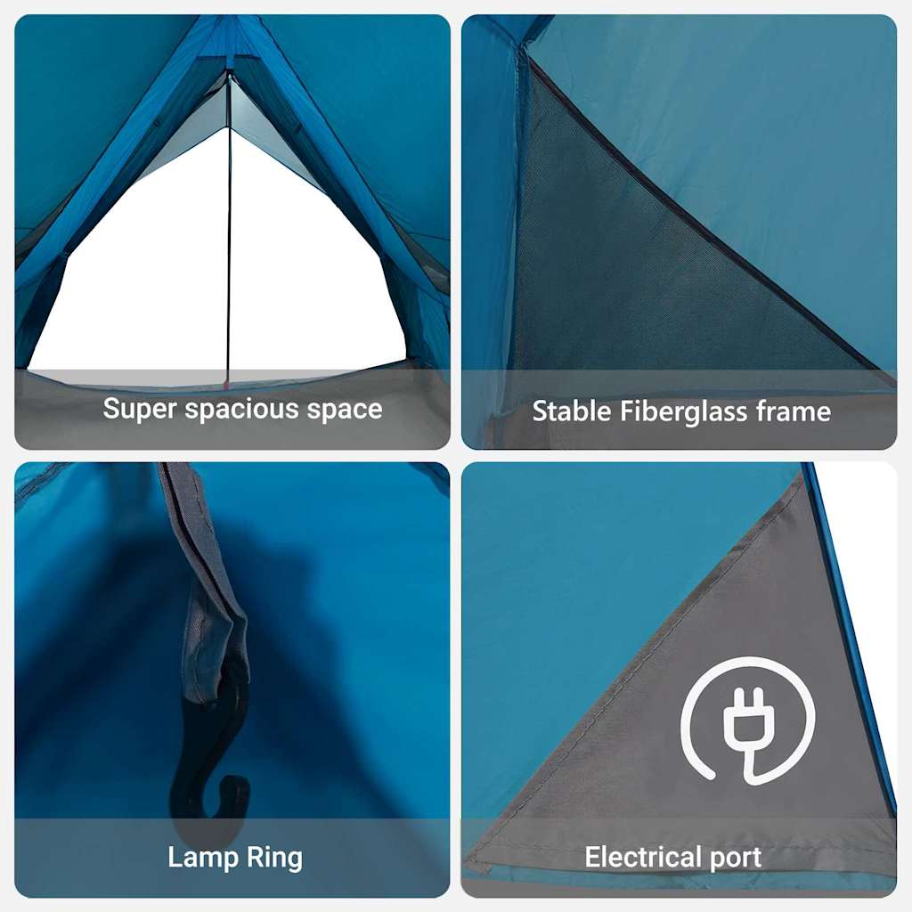 vidaXL Family Tent with Roof Blue and Grey 256 x 256 x 185 cm