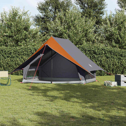 vidaXL Family Tent with Roof Grey and Orange 256 x 256 x 185 cm