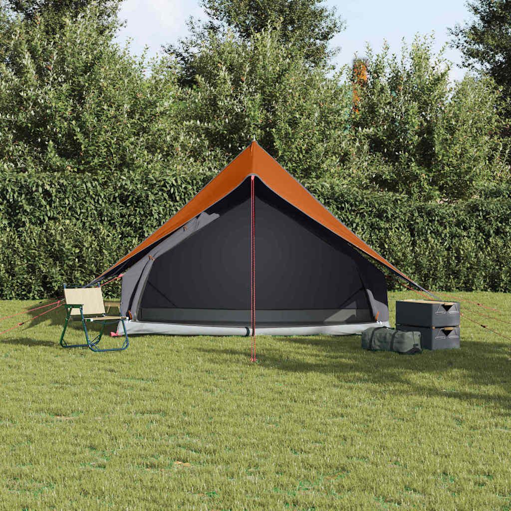 vidaXL Family Tent with Roof Grey and Orange 256 x 256 x 185 cm