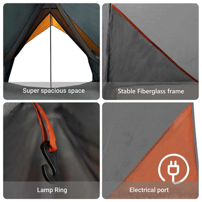 vidaXL Family Tent with Roof Grey and Orange 256 x 256 x 185 cm