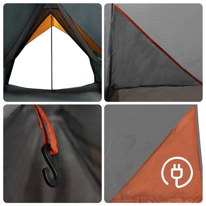 vidaXL Family Tent with Roof Grey and Orange 256 x 256 x 185 cm