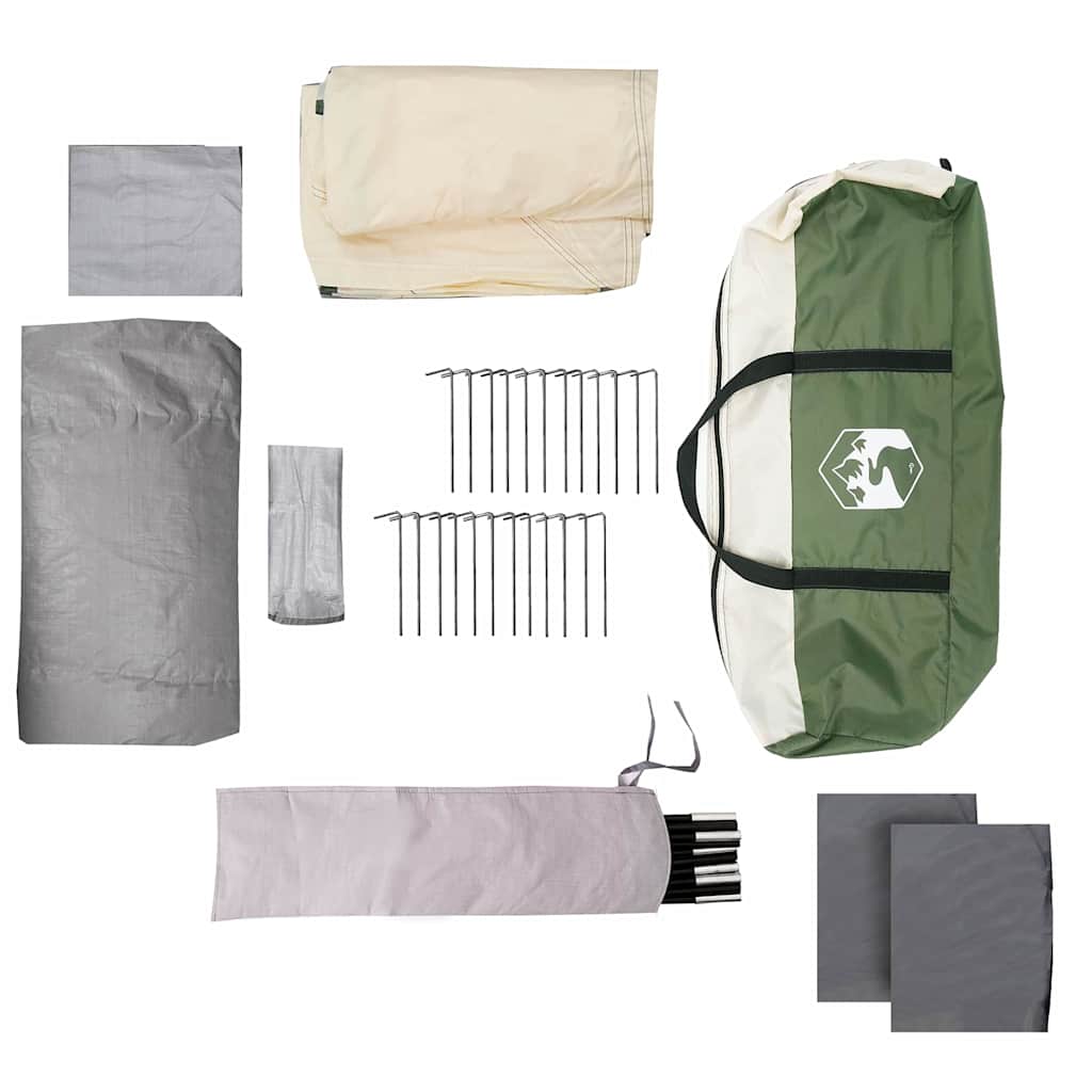 vidaXL Family Tent with Roof Green and White 576 x 325 x 213 cm