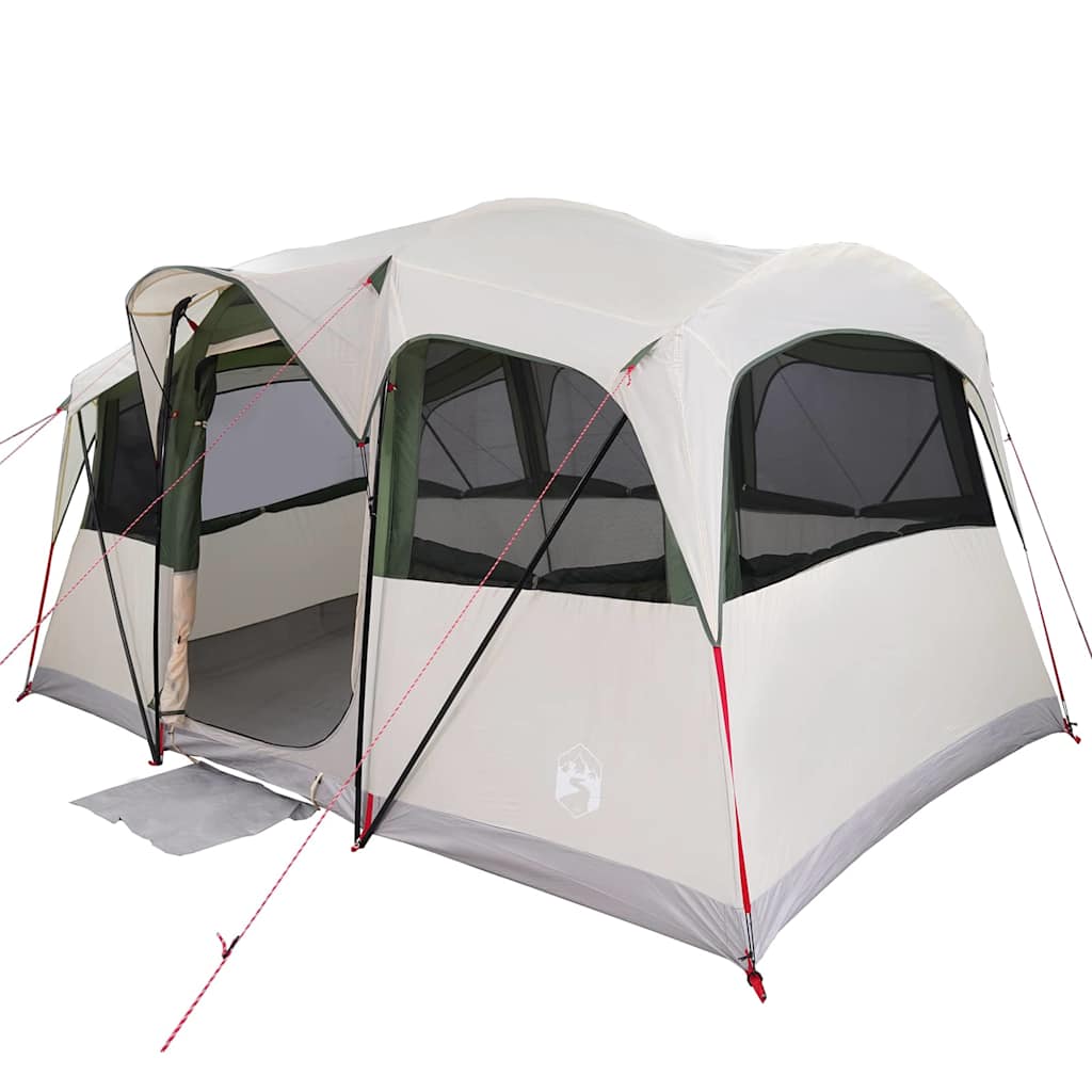 vidaXL Family Tent with Roof White and Green 435 x 255 x 216 cm