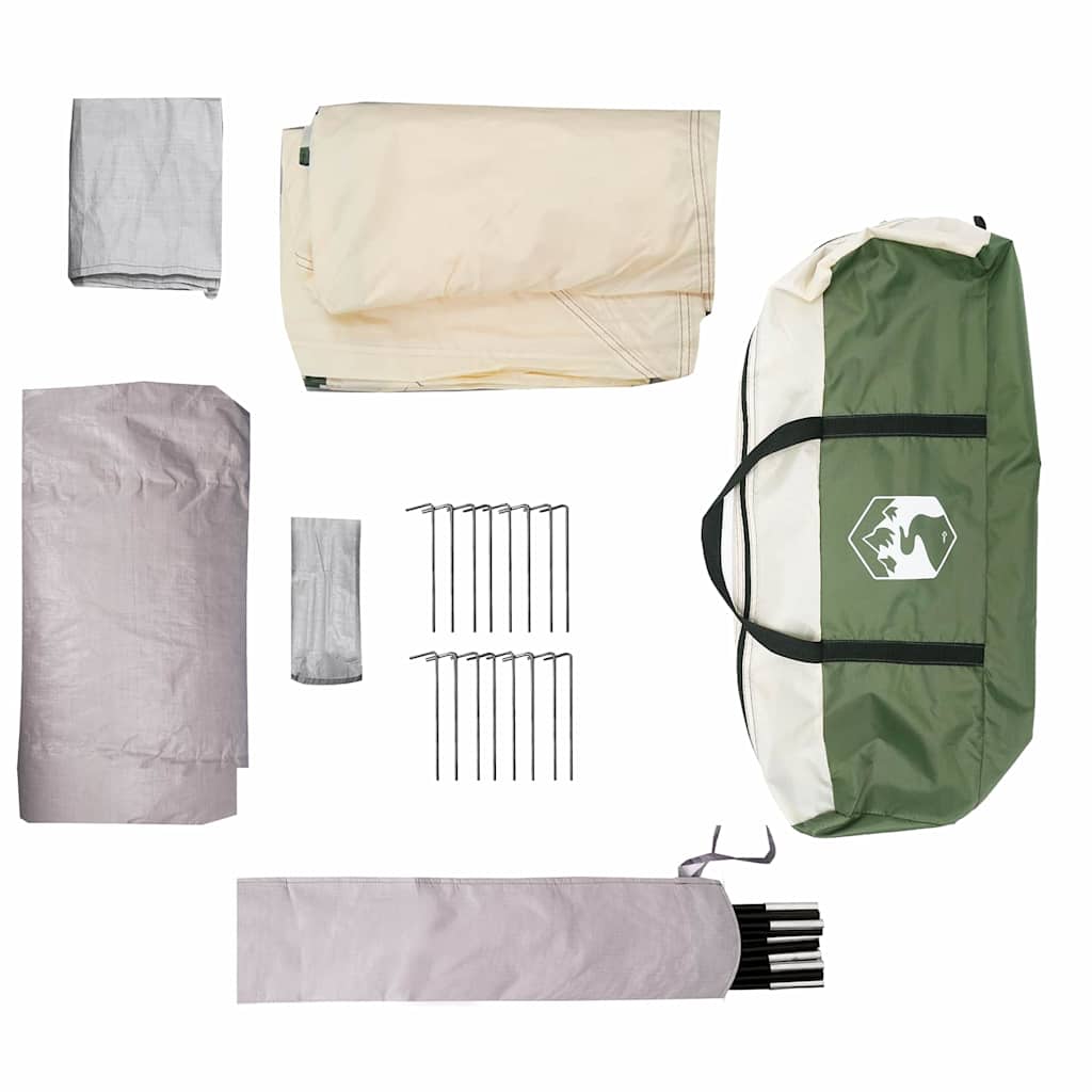 vidaXL Family Tent with Roof White and Green 435 x 255 x 216 cm